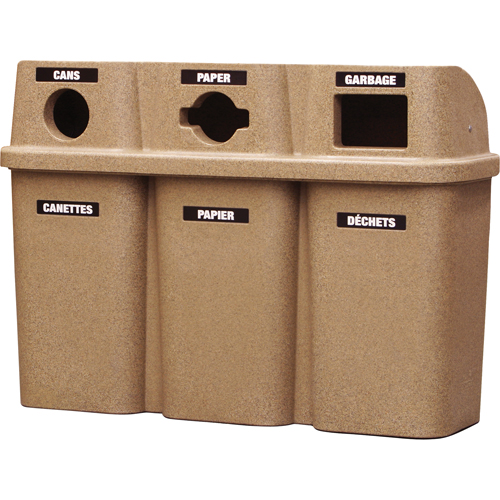 Recycling Containers Bullseye, Curbside, Plastic, 3 x 22 US Gal. MAS Chibougamau