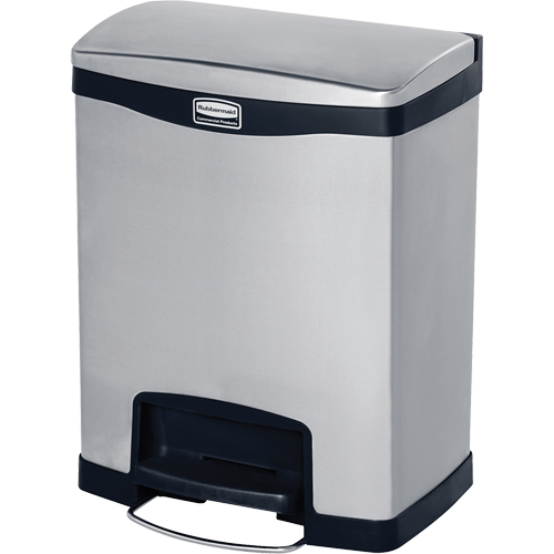 Slim Jim&reg; Waste Container, Stainless Steel, 8 US gal. Capacity MAS Chibougamau