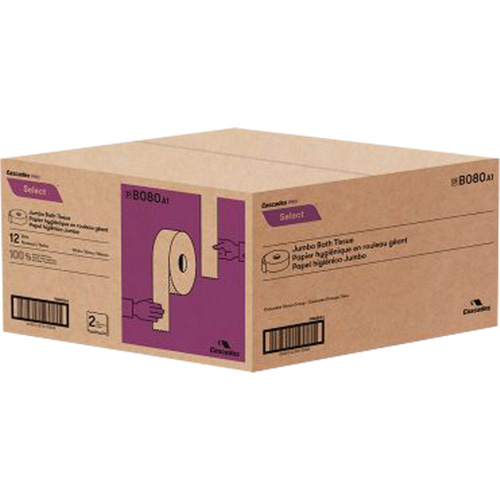 Papier hygi&eacute;nique Pro Select, Rouleau G&eacute;ant, 2 Pli, Longueur 500', Blanc MAS Chibougamau