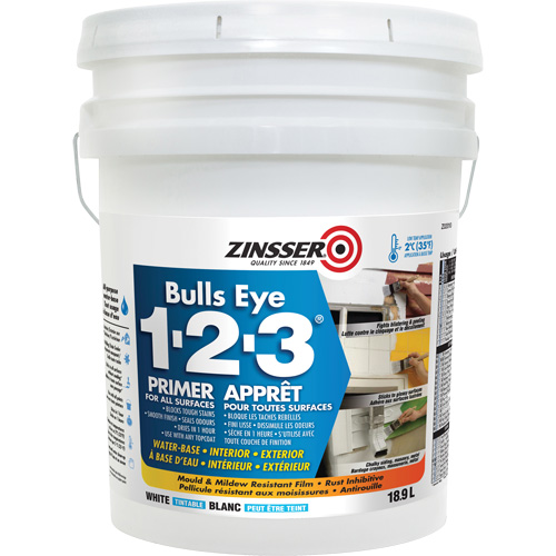 Appr&ecirc;t &agrave; base d'eau Bulls Eye 1-2-3, 18,9 L, Seau, Blanc MAS Chibougamau