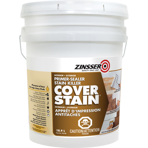 Scellant d'appr&ecirc;t &agrave; base d'huile Cover Stain, 18,9 L, Seau, Blanc MAS Chibougamau