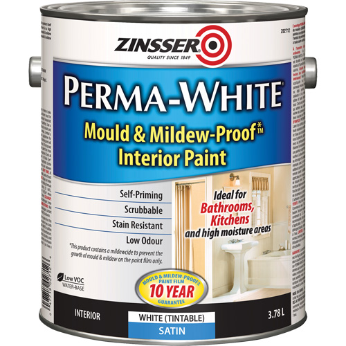 Perma-White&reg; Mold & Mildew-Proof Interior Paint, 3.78 L, Gallon, White MAS Chibougamau