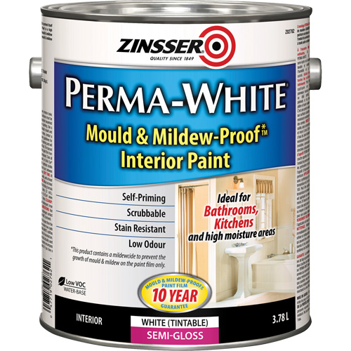 Peinture int&eacute;rieure Mold & Mildew-Proof Perma-White, 3,78 L, Gallon, Blanc MAS Chibougamau