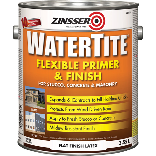 Couche primaire et de finition flexible et r&eacute;sistante aux intemp&eacute;ries Watertite, 3,55 L, Gallon, Blanc MAS Chibougamau