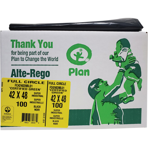 Sacs &agrave; d&eacute;chets industriels super Full Circle, Biod&eacute;gradable, T-Fort, 48" lo x 42" la, &eacute;paisseur de 1,5 mil MAS Chibougamau