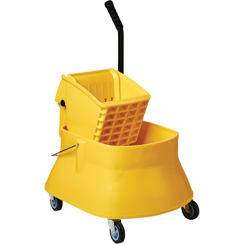 Ensemble de seau pour vadrouille et essoreuse Champ, Pression lat&eacute;rale, 7,5 gal. US (30 pintes), Jaune MAS Chibougamau