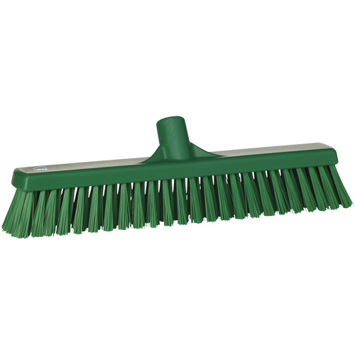 Combo Bristle Push Broom Head, Coarse/Fine Bristles, 16-1/2", Polyester, Green MAS Chibougamau