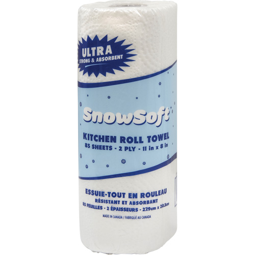 Essuie-tout pour cuisines de premi&egrave;re qualit&eacute; Snow Soft, 2 Pli, 85 Feuilles/rouleau, 8" la, 11" lo MAS Chibougamau
