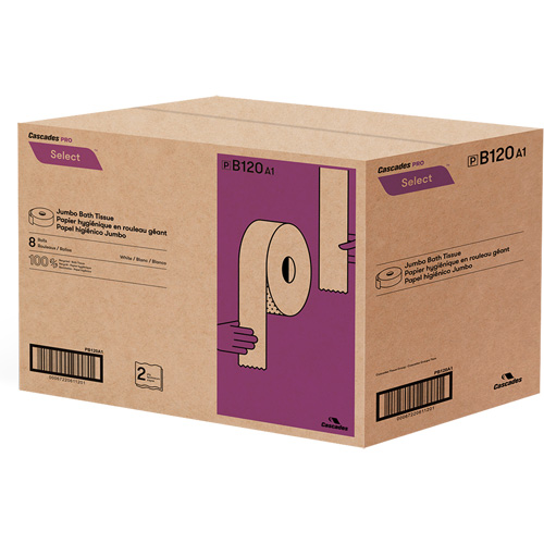 Papier hygi&eacute;nique Pro Select, Rouleau G&eacute;ant, 2 Pli, Longueur 900', Blanc MAS Chibougamau