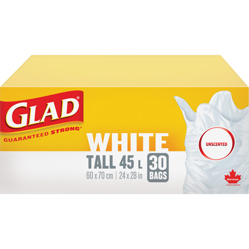 Sacs &agrave; ordures hauts 45 L sans parfum, R&eacute;gulier, 24" la x 28" lo, Blanc MAS Chibougamau