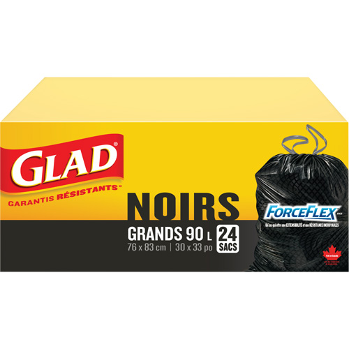 Sacs &agrave; ordures 90 L, R&eacute;gulier, 30" la x 33" lo, Noir MAS Chibougamau