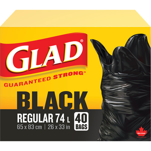 Sacs &agrave; ordures 74 L, R&eacute;gulier, 26" la x 33" lo, Noir MAS Chibougamau