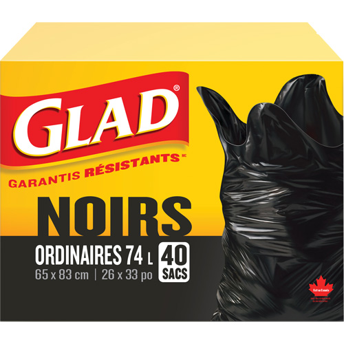 Sacs &agrave; ordures 74 L, R&eacute;gulier, 26" la x 33" lo, Noir MAS Chibougamau
