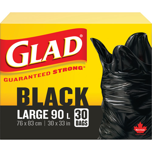 90L Garbage Bags, Regular, 30" W x 33" L, Black MAS Chibougamau