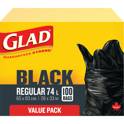 Sacs &agrave; ordures 74 L, R&eacute;gulier, 26" la x 33" lo, Noir MAS Chibougamau