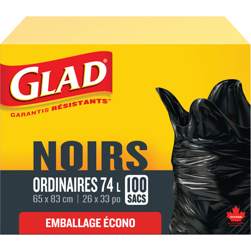 Sacs &agrave; ordures 74 L, R&eacute;gulier, 26" la x 33" lo, Noir MAS Chibougamau