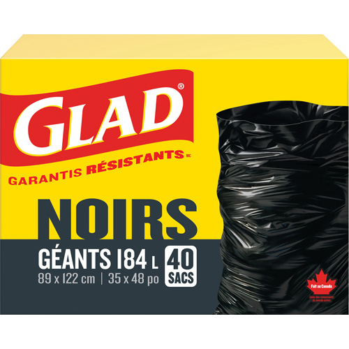184L Garbage Bags, Regular, 35" W x 48" L, Black MAS Chibougamau