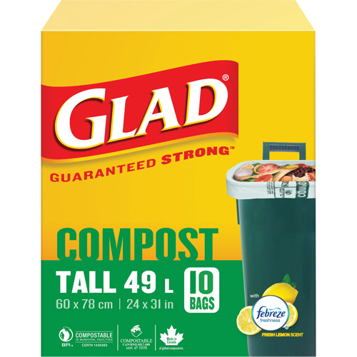 Tall Compostable Bags, Regular, 31" L x 24" W, Brown, 49 L (13 Gal.) Capacity MAS Chibougamau