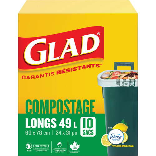 Tall Compostable Bags, Regular, 31" L x 24" W, Brown, 49 L (13 Gal.) Capacity MAS Chibougamau