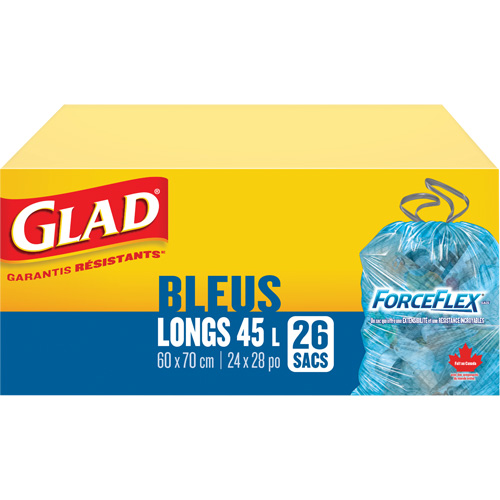 Sacs de recyclage 45 L, R&eacute;gulier, 24" la x 28" lo, Bleu MAS Chibougamau