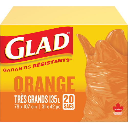 Sacs &agrave; ordures 135 L, R&eacute;gulier, 31" la x 42" lo, Orange MAS Chibougamau