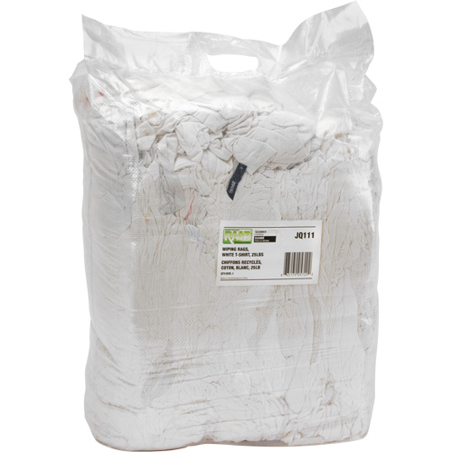 Chiffons fabriqu&eacute;s &agrave; partir de mat&eacute;riaux recycl&eacute;s, Coton, Blanc, 25 lb MAS Chibougamau