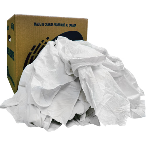 Recycled Wiping Rags, Cotton, White, 10 lbs. MAS Chibougamau