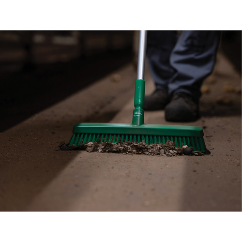 Push Broom Head, Fine/Stiff Bristles, 16-1/2", Polyester/Polypropylene, Green MAS Chibougamau