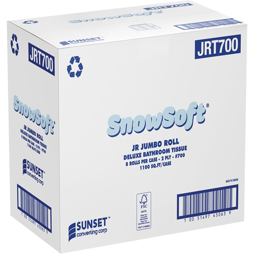 Snowsoft Deluxe Bathroom Tissue, Jumbo Roll, 2 Ply, White MAS Chibougamau
