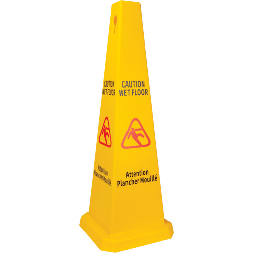 Wet Floor Safety Cone, Bilingual with Pictogram MAS Chibougamau
