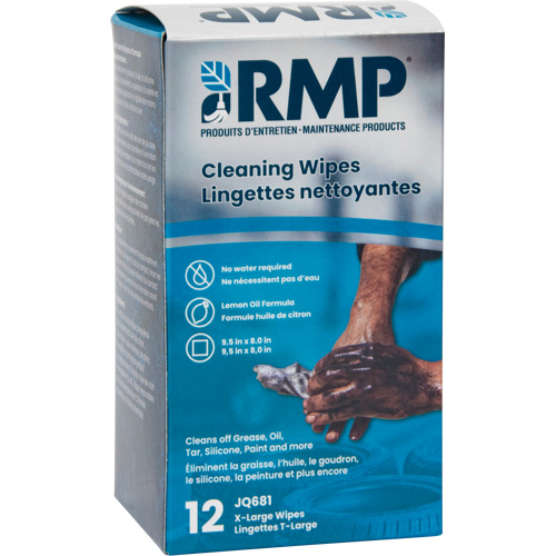 Lingettes nettoyantes emball&eacute;es individuellement, 12 lingettes, 8" x 9-1/2" MAS Chibougamau