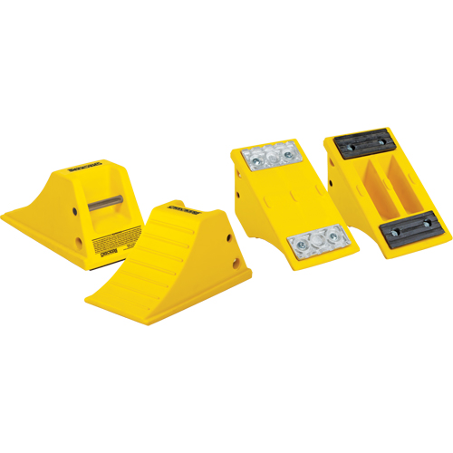 All-Terrain Heavy-Duty Wheel Chocks, Polyurethane, Yellow, 8-1/2" W x 15-1/2" D x 8-1/4" H MAS Chibougamau