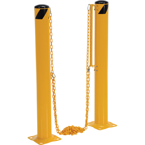Syst&egrave;me de bornes de protection et chaînes pour quai, Acier, 42" h x 6-5/8" la, Jaune MAS Chibougamau