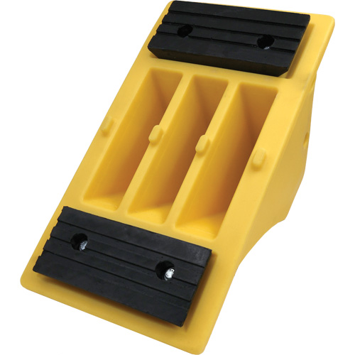 75 Ton Large Equipment Wheel Chock with Grip Pads, Urethane, Yellow MAS Chibougamau