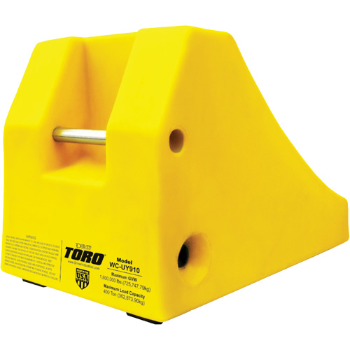 400 Ton Large Equipment Wheel Chock with Handle & Hole, Urethane, Yellow MAS Chibougamau