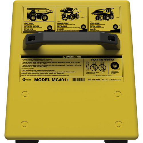 Checkers Safety Heavy-Duty Ultra Class Mining Wheel Chock without Bracket, HDPE, Yellow, 14-1/2" W x 17-1/2" D x 16" H MAS Chibougamau