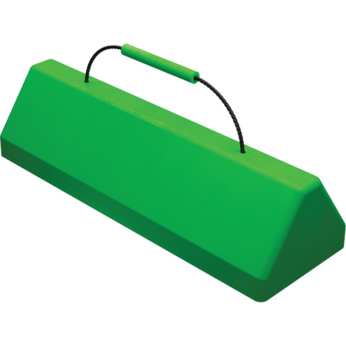 Checkers Safety SafeRay  Aircraft Wheel Chock with Cable Handle, Urethane, Fluorescent Green, 24" W x 8" D x 6" H MAS Chibougamau