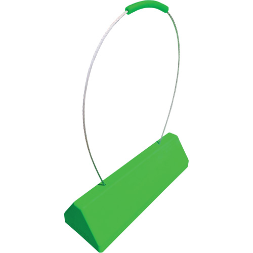 Checkers Safety SafeRay  Aircraft Wheel Chock with Ergonomic Cable Handle, Urethane, Fluorescent Green, 24" W x 8" D x 6" H MAS Chibougamau