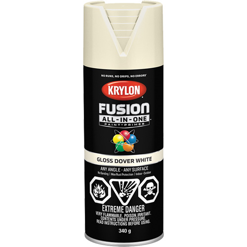 Peinture &agrave; pulv&eacute;riser tout en un Fusion, Blanc Dover, Brillant, 12 oz, Canette a&eacute;rosol MAS Chibougamau