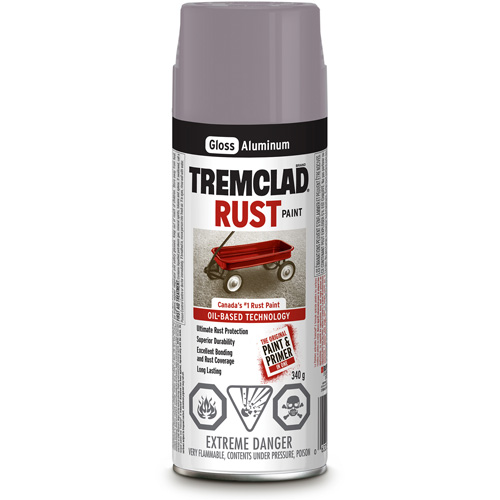 Tremclad&reg; Oil Based Rust Paint, Silver Aluminum, Gloss, Aerosol Can MAS Chibougamau