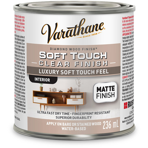 Rev&ecirc;tement &agrave; fini diamant pour bois Varathane, 236 ml, Transparent, Mat MAS Chibougamau
