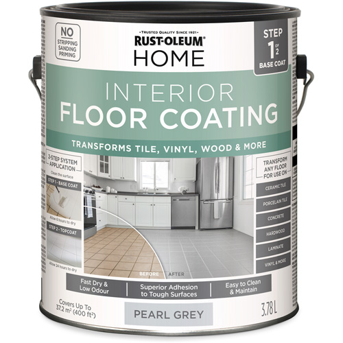 Home Interior Floor Coating System Base Coat, 3.78 L, Water-Based, Very Flat, Grey MAS Chibougamau