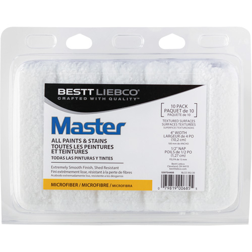 Master Microfiber Roller Cover, 13 mm (1/2") Nap, 101.6 mm (4") L MAS Chibougamau