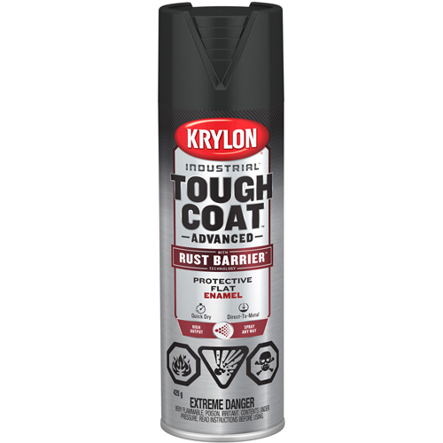 Peinture Tough Coat avec technologie Rust Barrier, Noir, Fini mat profond/Mat, 425 g, Canette a&eacute;rosol MAS Chibougamau