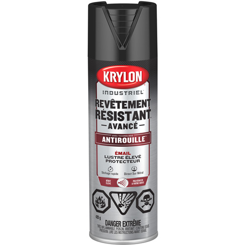 Peinture Tough Coat avec technologie Rust Barrier, Noir, Tr&egrave;s brillant, 425 g, Canette a&eacute;rosol MAS Chibougamau