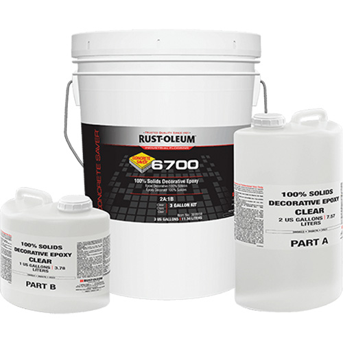 &eacute;poxy d&eacute;coratif 100 % de solides 6700, 3 gal., &eacute;poxy, Tr&egrave;s brillant, Transparent MAS Chibougamau