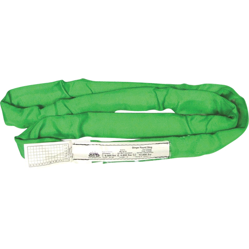 Round Slings, Green, 2" W x 4' L, 6000 lbs. Vertical Load MAS Chibougamau