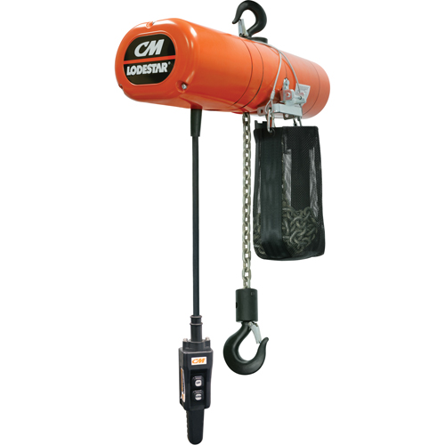 Lodestar Electric Chain Hoists, 10' Lift, 500 lbs. (0.25 tons) Capacity, 32 FPM MAS Chibougamau