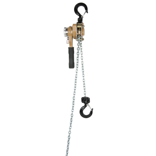 Heavy Duty Gold Series Lever Chain Hoist, 10' Lift, 500 lbs. (0.25 tons) Capacity, Alloy Steel Chain MAS Chibougamau