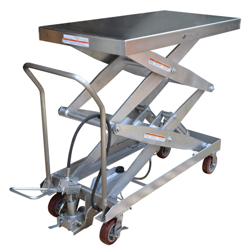 Pneumatic Hydraulic Scissor Lift Table, Stainless Steel, 47-1/4" L x 24" W, 1500 lbs. Cap. MAS Chibougamau